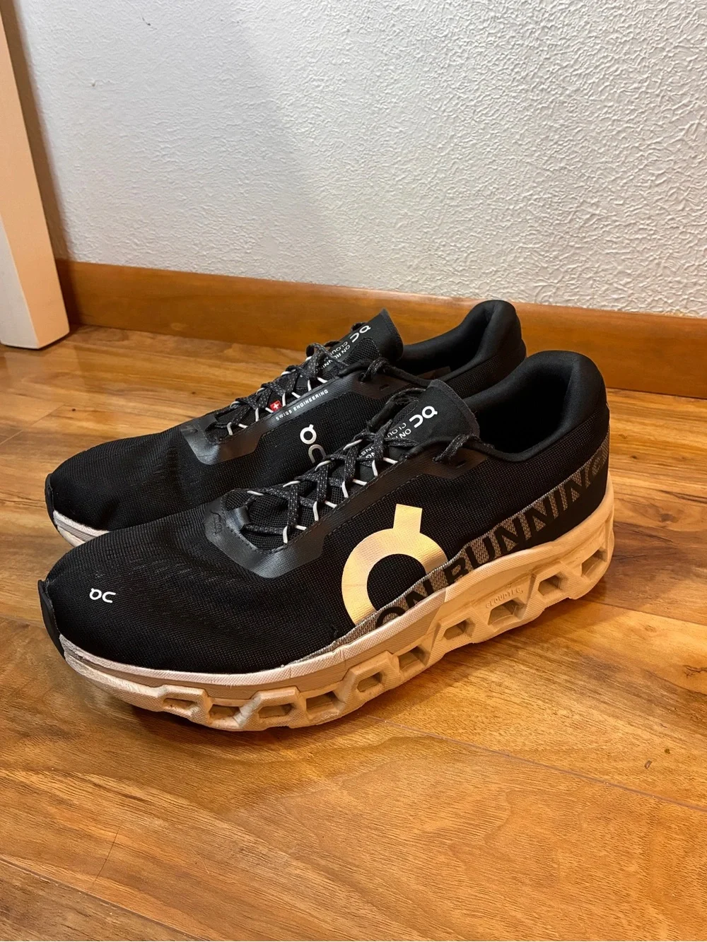 On Cloud Men’s Cloudmonster Athletic Running Shoe Black/White- size 13
